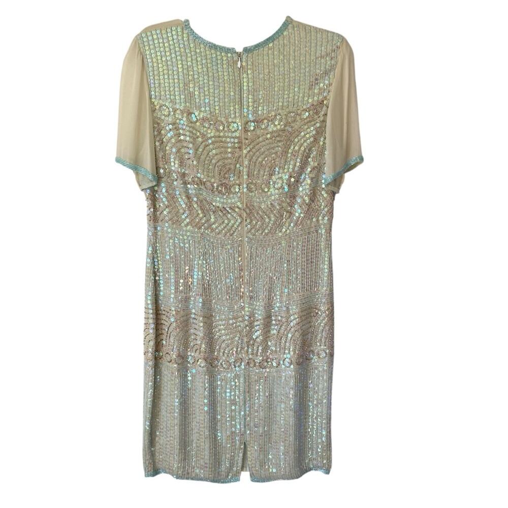 Vintage Kathryn Conover Beaded Sequin Mint Green Dress size 12 - Picture 2 of 10